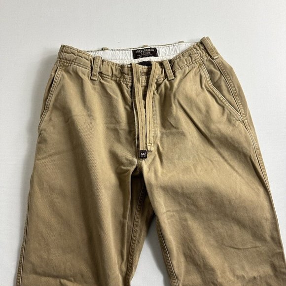 VINTAGE Abercrombie & Fitch Pants Men 30x28 Brown Drawstring Loose Heavy 90s - Picture 3 of 12